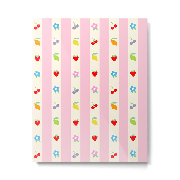 The cutest preppy fruity stripe pattern for Summer Metal Print Gallery Image 1