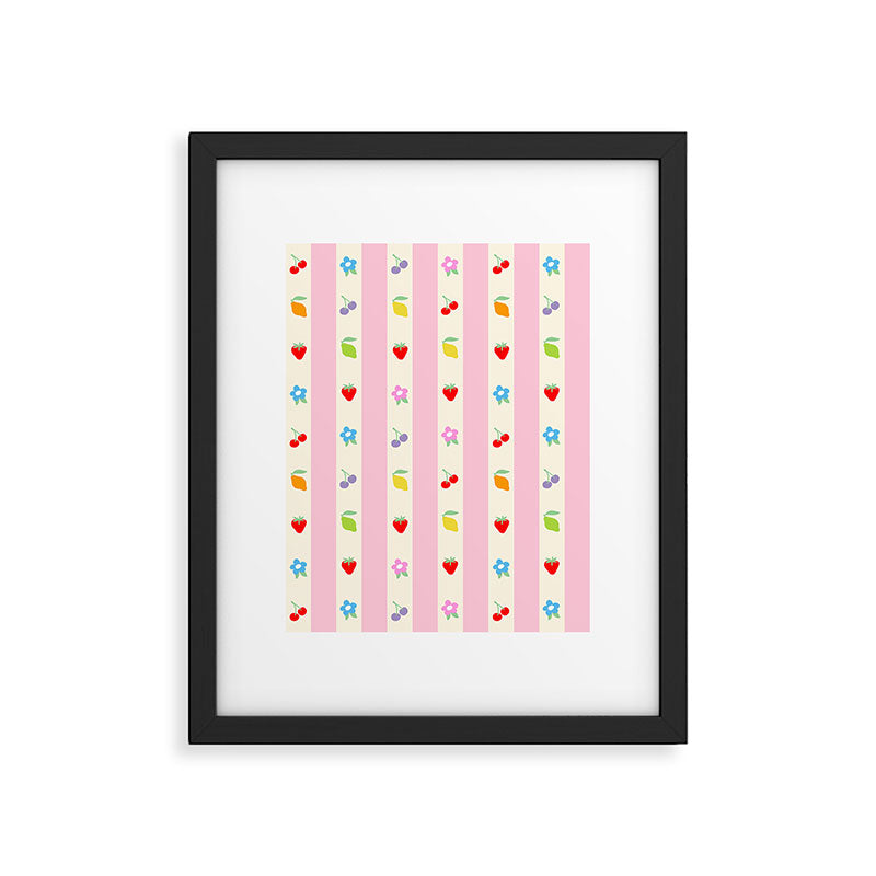 The cutest preppy fruity stripe pattern for Summer Framed Art Print Gallery Image 5