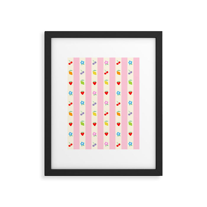 The cutest preppy fruity stripe pattern for Summer Framed Art Print Gallery Image 1