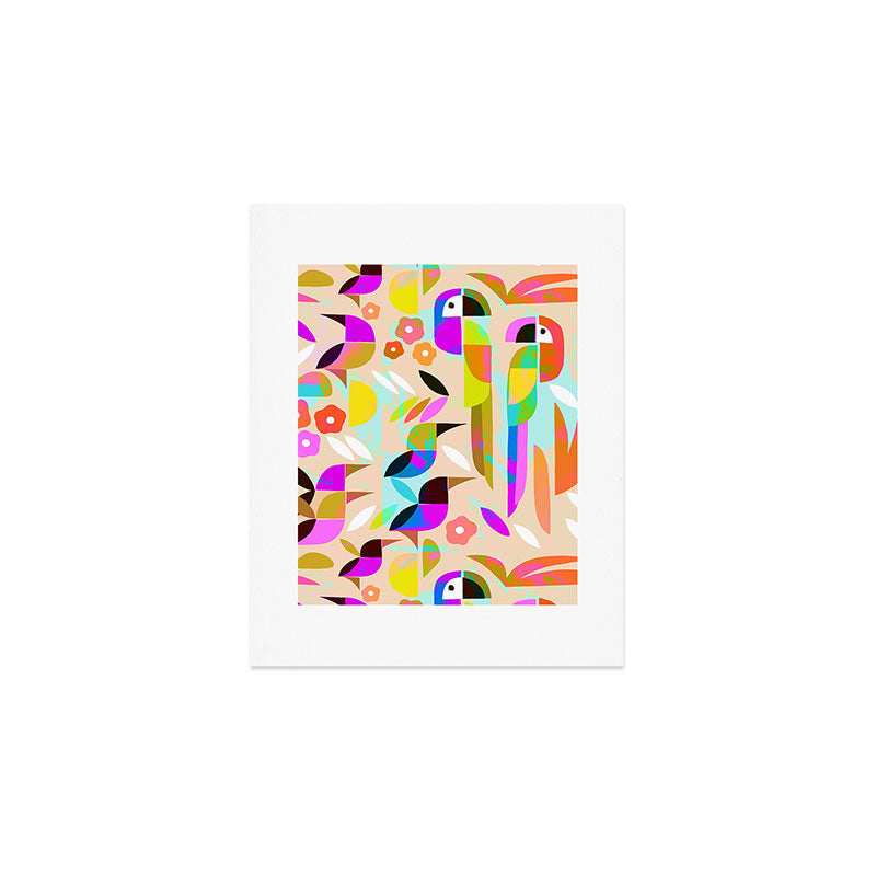 TROPICAL BIRD PATTERN COLLAGE Art Print Gallery Image 1