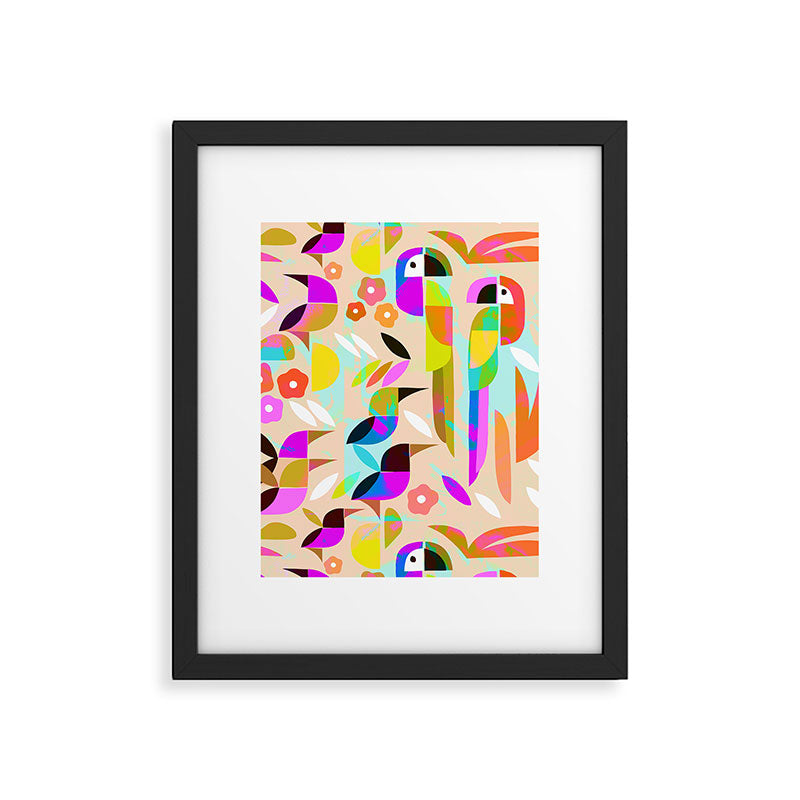 TROPICAL BIRD PATTERN COLLAGE Framed Art Print Gallery Image 6
