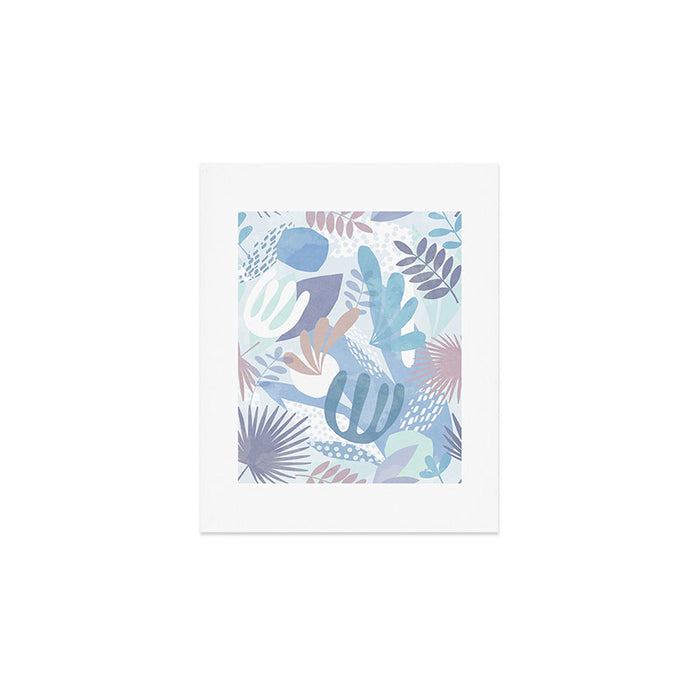 Tropical Boho Jungle Pattern 4 - Blue  Art Print Gallery Image 1
