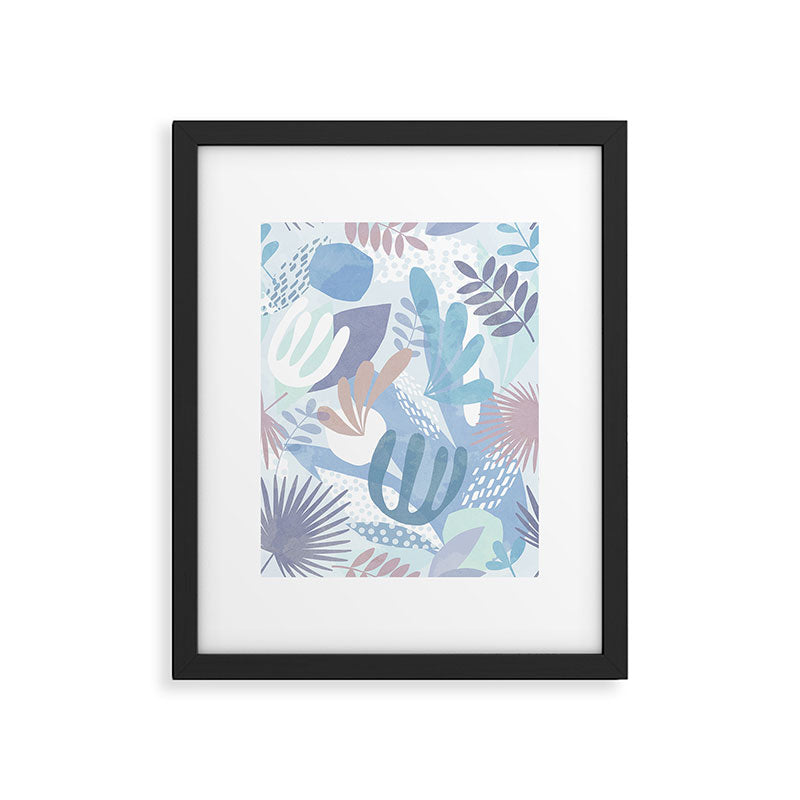 Tropical Boho Jungle Pattern 4 - Blue  Framed Art Print Gallery Image 5