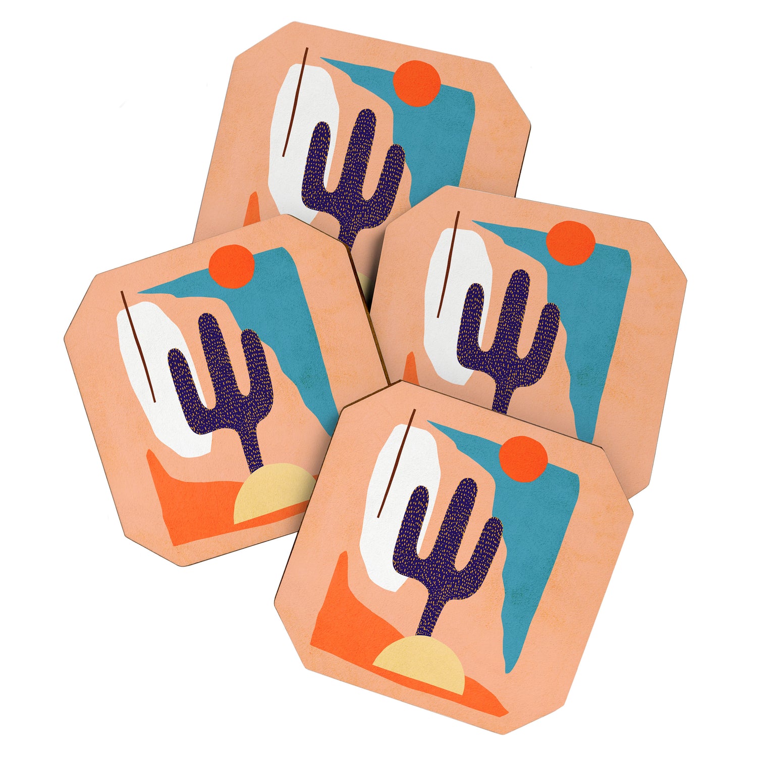Tropical Cactus in full colour Coaster Gallery Image 1