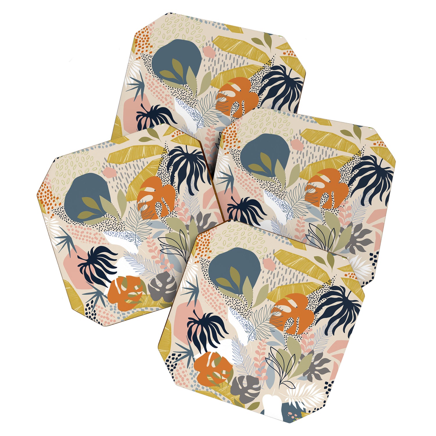 Tropical Foliage Pattern 1 - Retro Boho Coaster Gallery Image 1