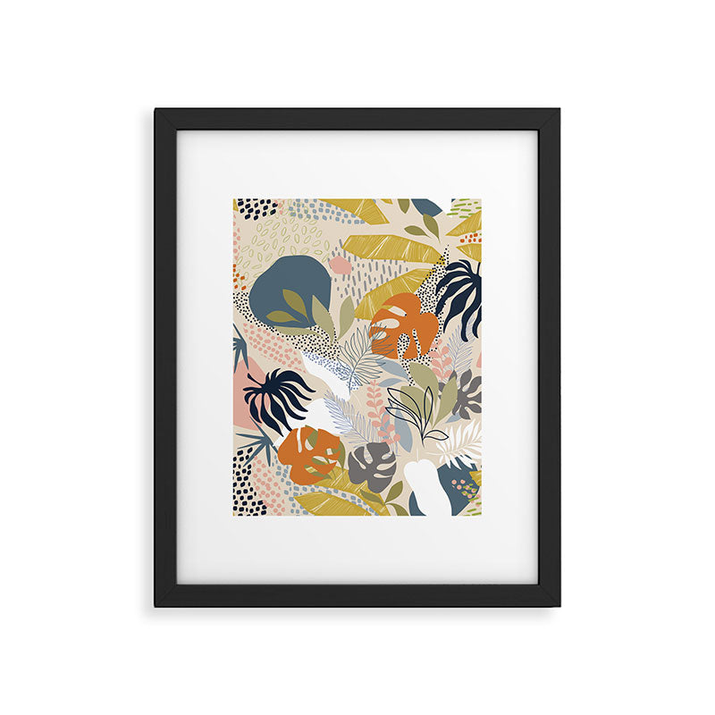 Tropical Foliage Pattern 1 - Retro Boho Framed Art Print Gallery Image 6