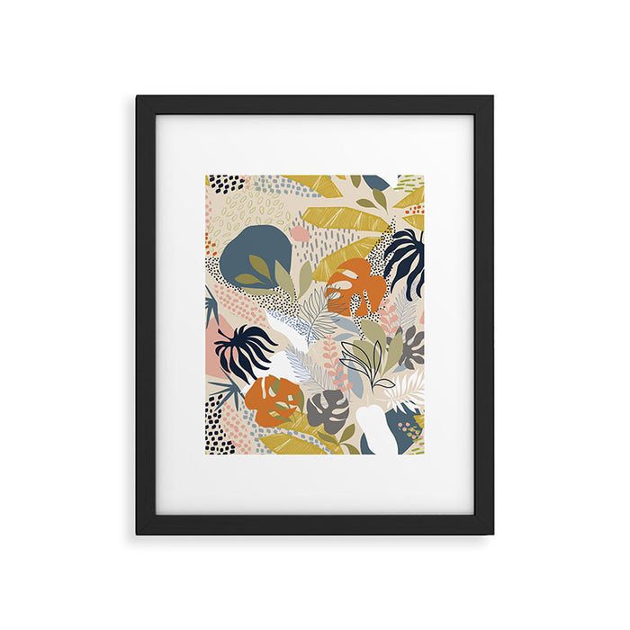 Tropical Foliage Pattern 1 - Retro Boho Framed Art Print Gallery Image 1