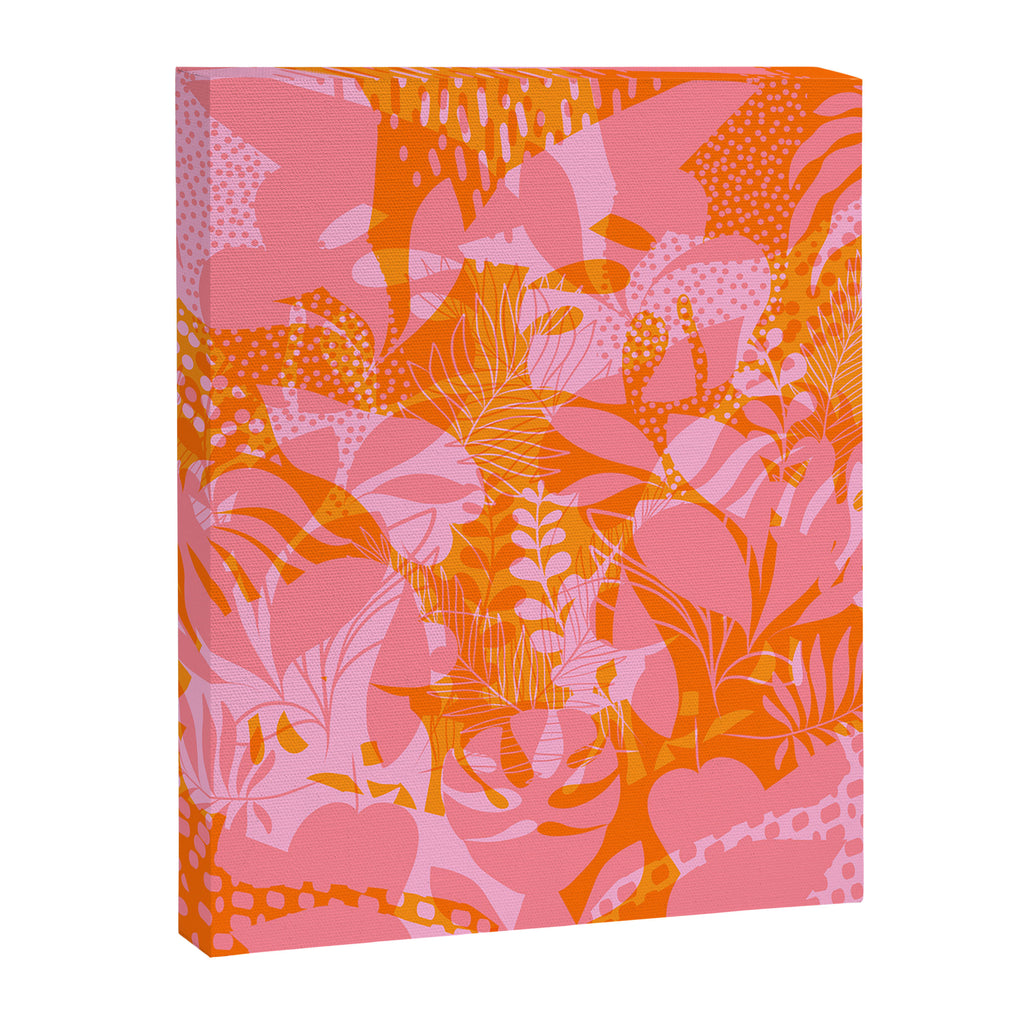 Tropical Jungle Pattern - Orange & pink Canvas Print Gallery Image 6