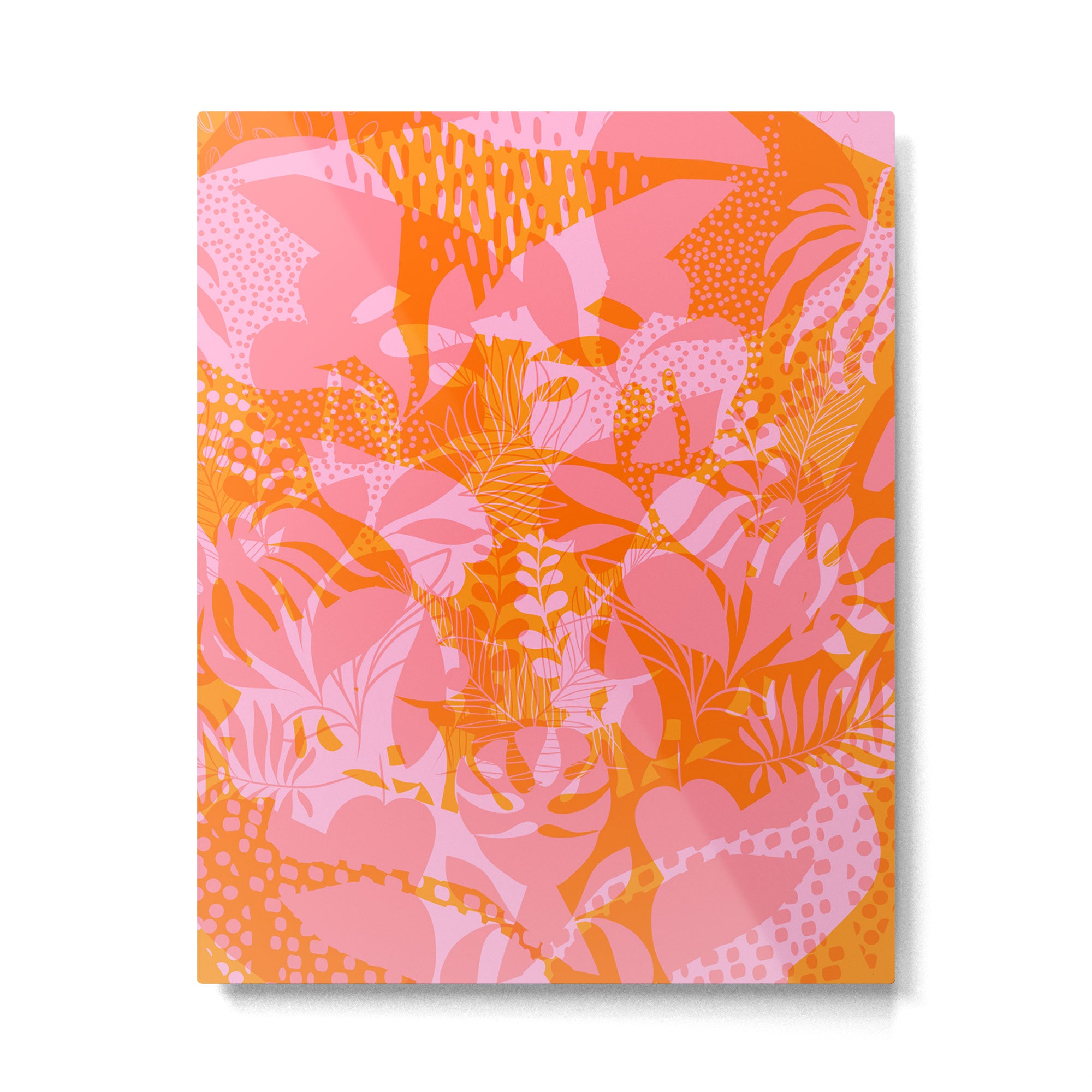 Tropical Jungle Pattern - Orange & pink Metal Print Gallery Image 4