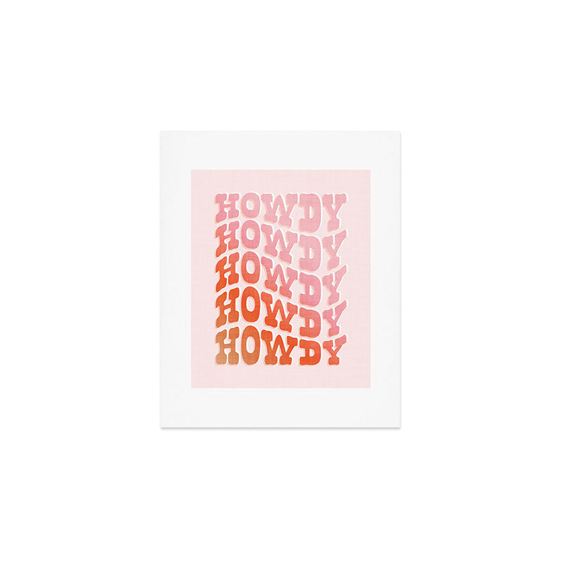 Typographic Howdy Repeat - Pastel Peachy Pink Art Print Gallery Image 1