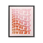 Typographic Howdy Repeat - Pastel Peachy Pink Framed Canvas Print Gallery Image 6