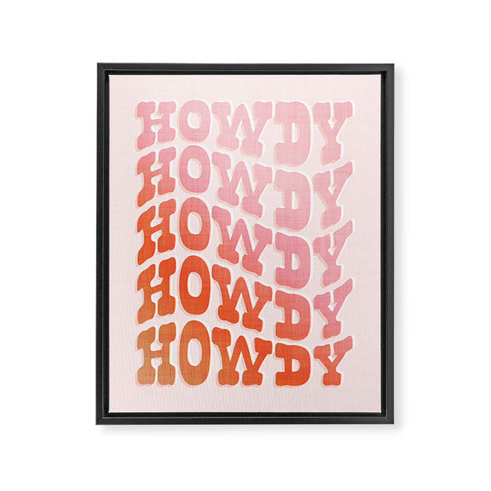 Typographic Howdy Repeat - Pastel Peachy Pink Framed Canvas Print Gallery Image 1