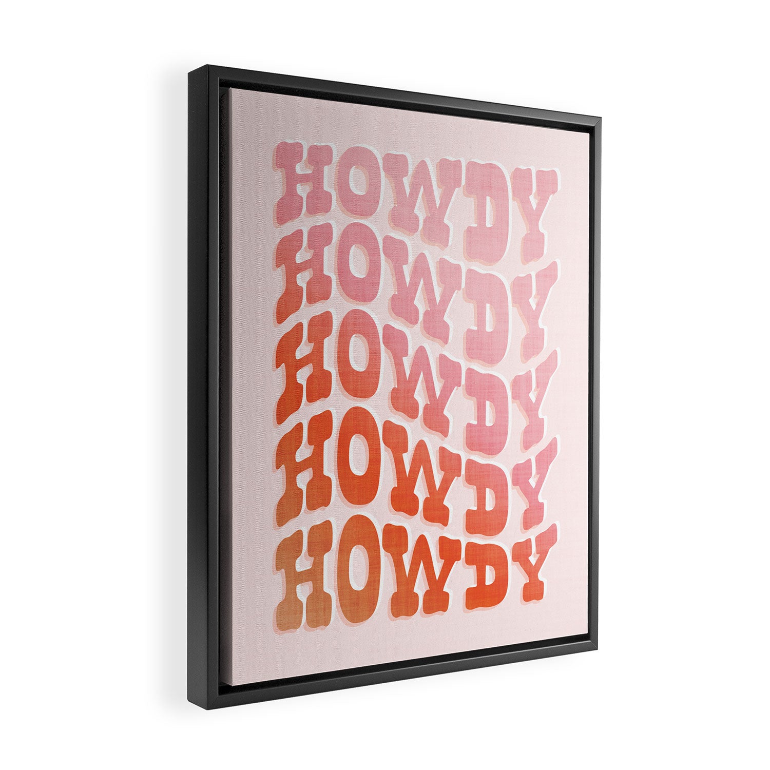 Typographic Howdy Repeat - Pastel Peachy Pink Framed Canvas Print Gallery Image 2