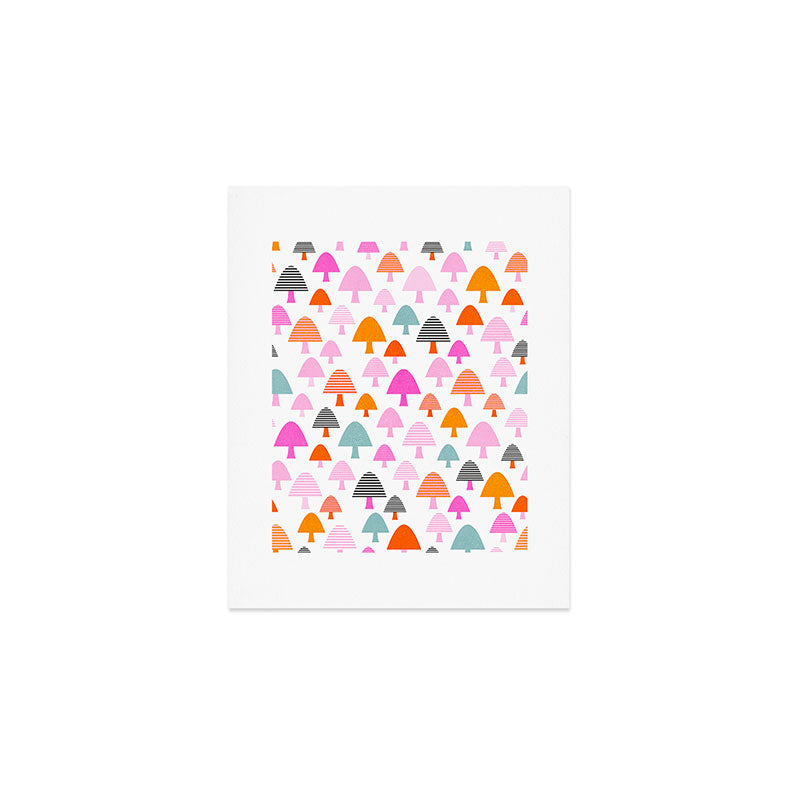 Whimsi Retro Abstract Mushrooms in Rainbow colours Art Print Gallery Image 1