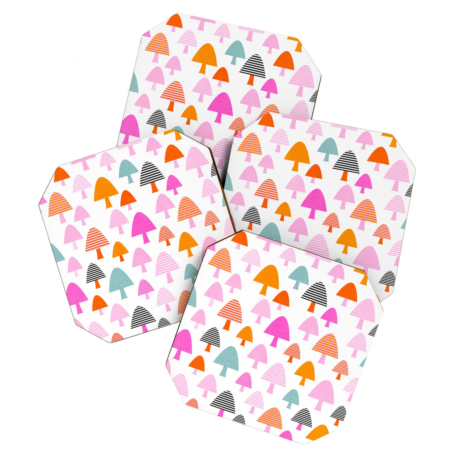 Whimsi Retro Abstract Mushrooms in Rainbow colours Coaster Gallery Image 1