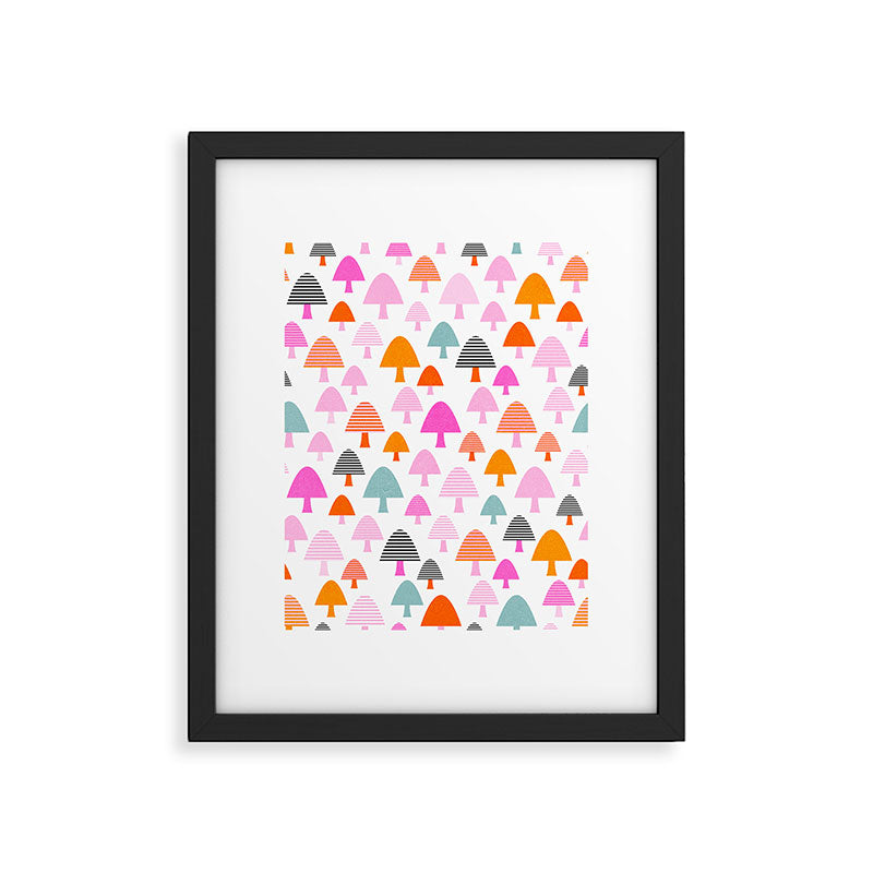 Whimsi Retro Abstract Mushrooms in Rainbow colours Framed Art Print Gallery Image 5