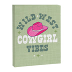 Wild-West Cowgirl Vibes with Hat Typography Pink and Green Canvas Print Gallery Image 6