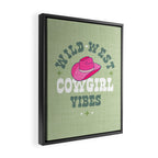 Wild-West Cowgirl Vibes with Hat Typography Pink and Green Framed Canvas Print Gallery Image 2
