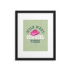 Wild-West Cowgirl Vibes with Hat Typography Pink and Green Framed Art Print Gallery Image 5
