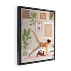Yoga Girl Power with cat & plants Framed Canvas Print Gallery Image 2