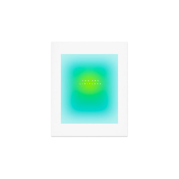 You are limitless optimistic gradient empowering women  green turquoise blue Art Print Gallery Image 1