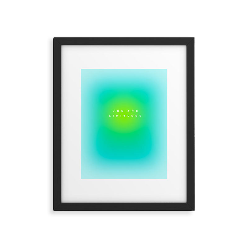 You are limitless optimistic gradient empowering women  green turquoise blue Framed Art Print Gallery Image 5