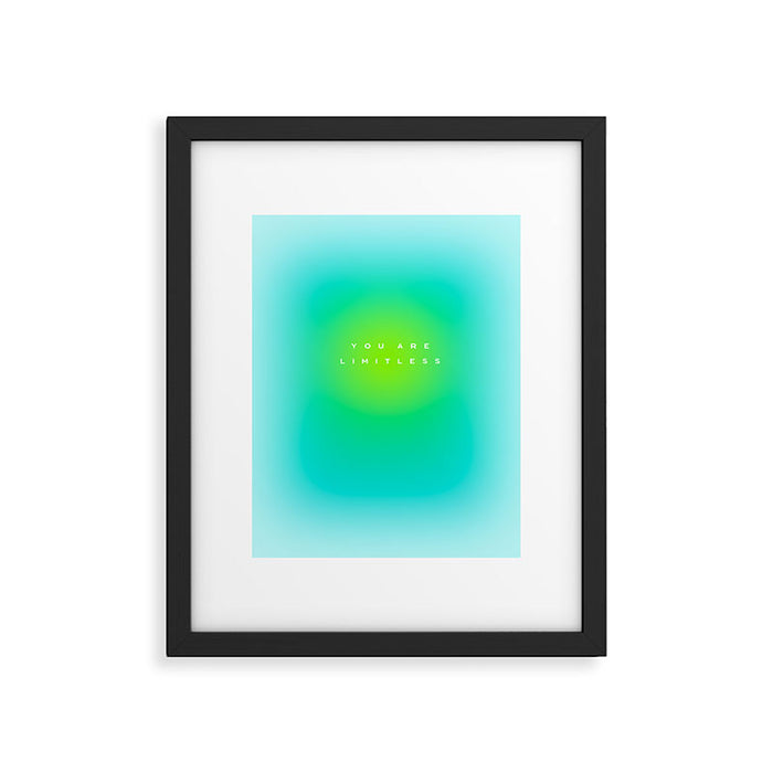 You are limitless optimistic gradient empowering women  green turquoise blue Framed Art Print Gallery Image 1