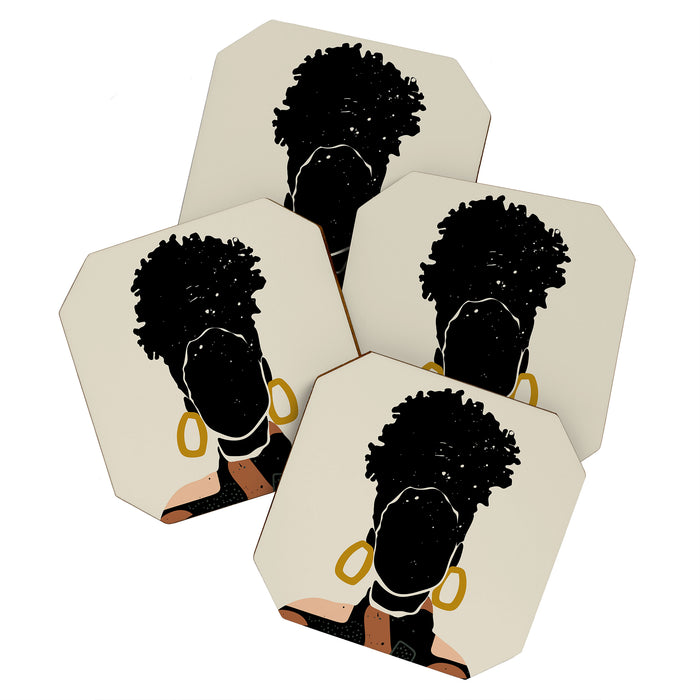 Black Hair No. 14 Coaster Gallery Image 1