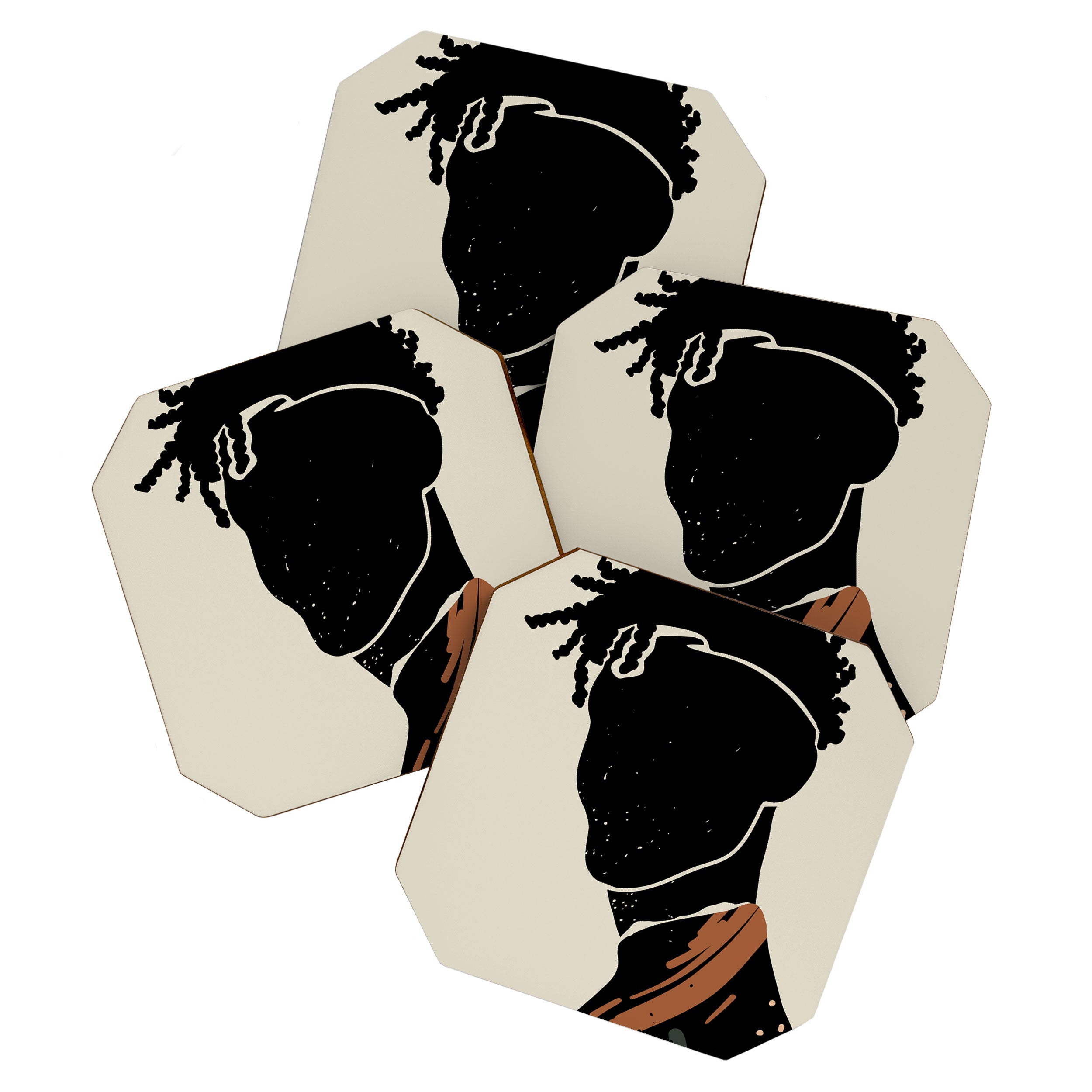 Black Hair No. 2 Coaster Gallery Image 1