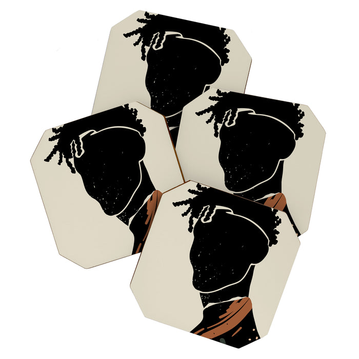 Black Hair No. 2 Coaster Gallery Image 1