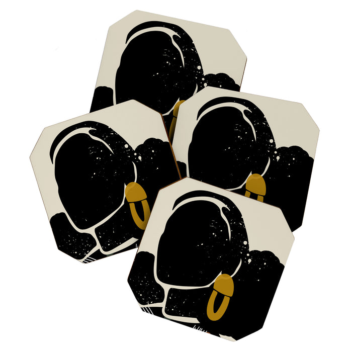 Black Hair No. 4 Coaster Gallery Image 1