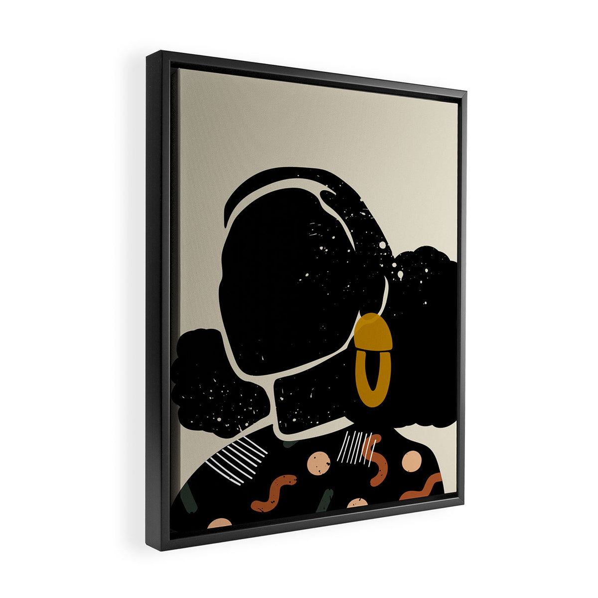 Black Hair No. 4 Framed Canvas Print Gallery Image 2