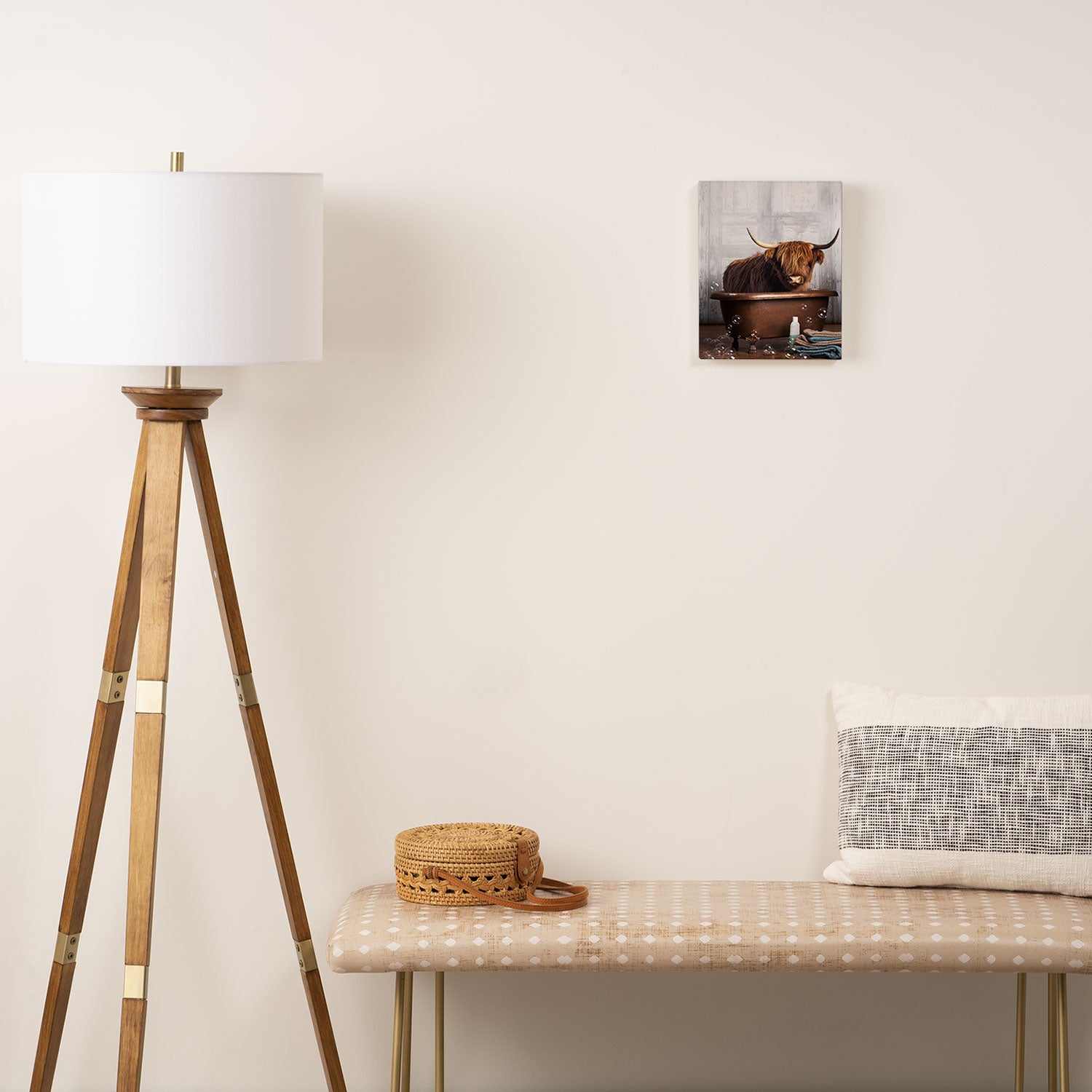 Highland Cow in the Tub Canvas Print Gallery Image 2
