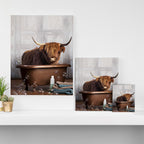 Highland Cow in the Tub Canvas Print Gallery Image 3