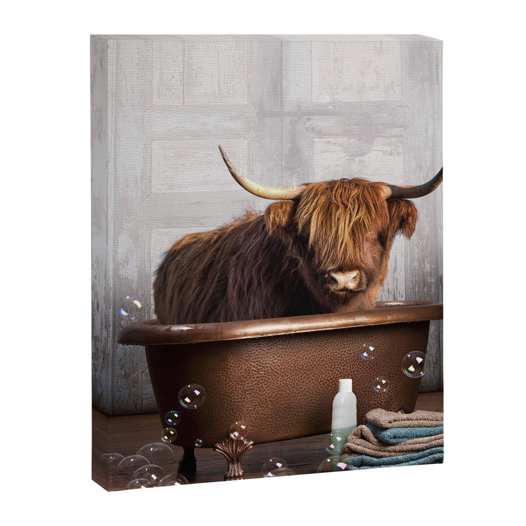 Highland Cow in the Tub Canvas Print Gallery Image 3