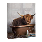 Highland Cow in the Tub Canvas Print Gallery Image 3