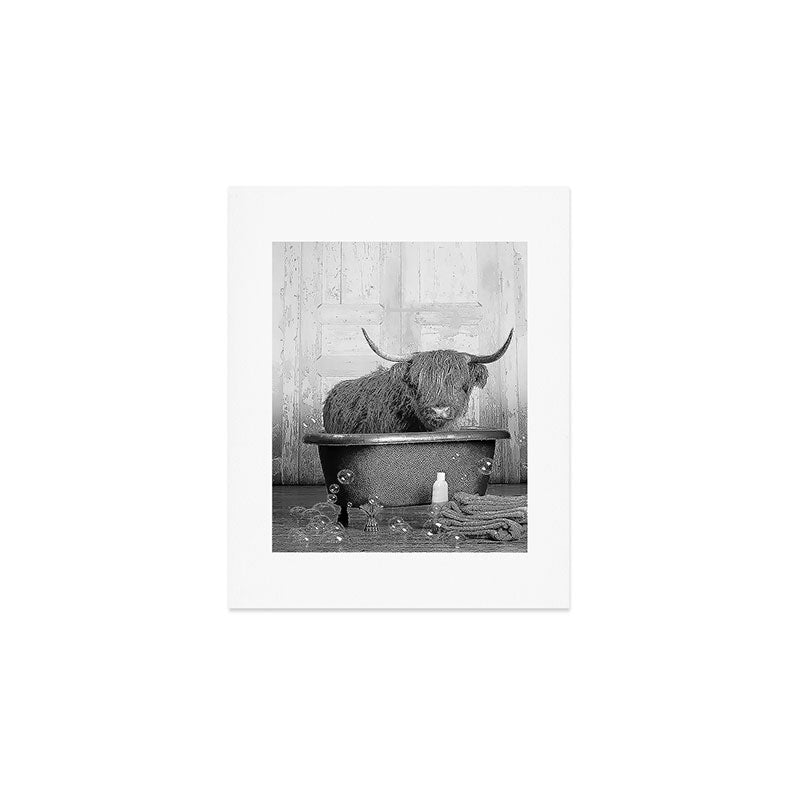 Highland Cow in the Tub Art Print Gallery Image 1