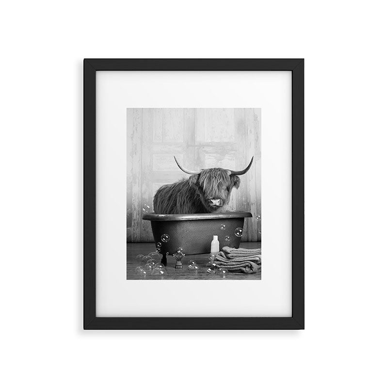 Highland Cow in the Tub Framed Art Print Gallery Image 5