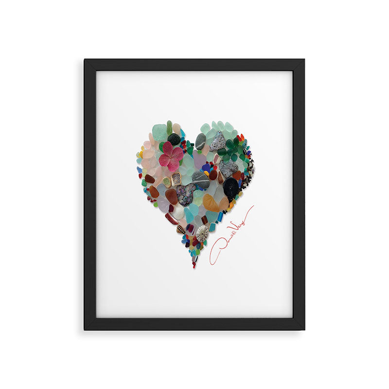 Love -  Sea Glass Heart A Unique Birthday & Fatherâs Day Gift Framed Art Print