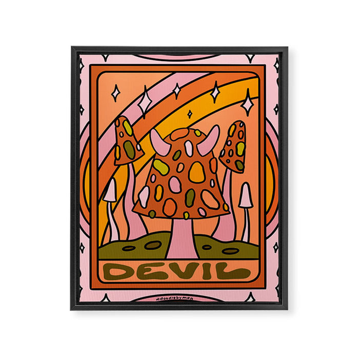 15. Devil Tarot Mushroom Framed Canvas Print Gallery Image 1