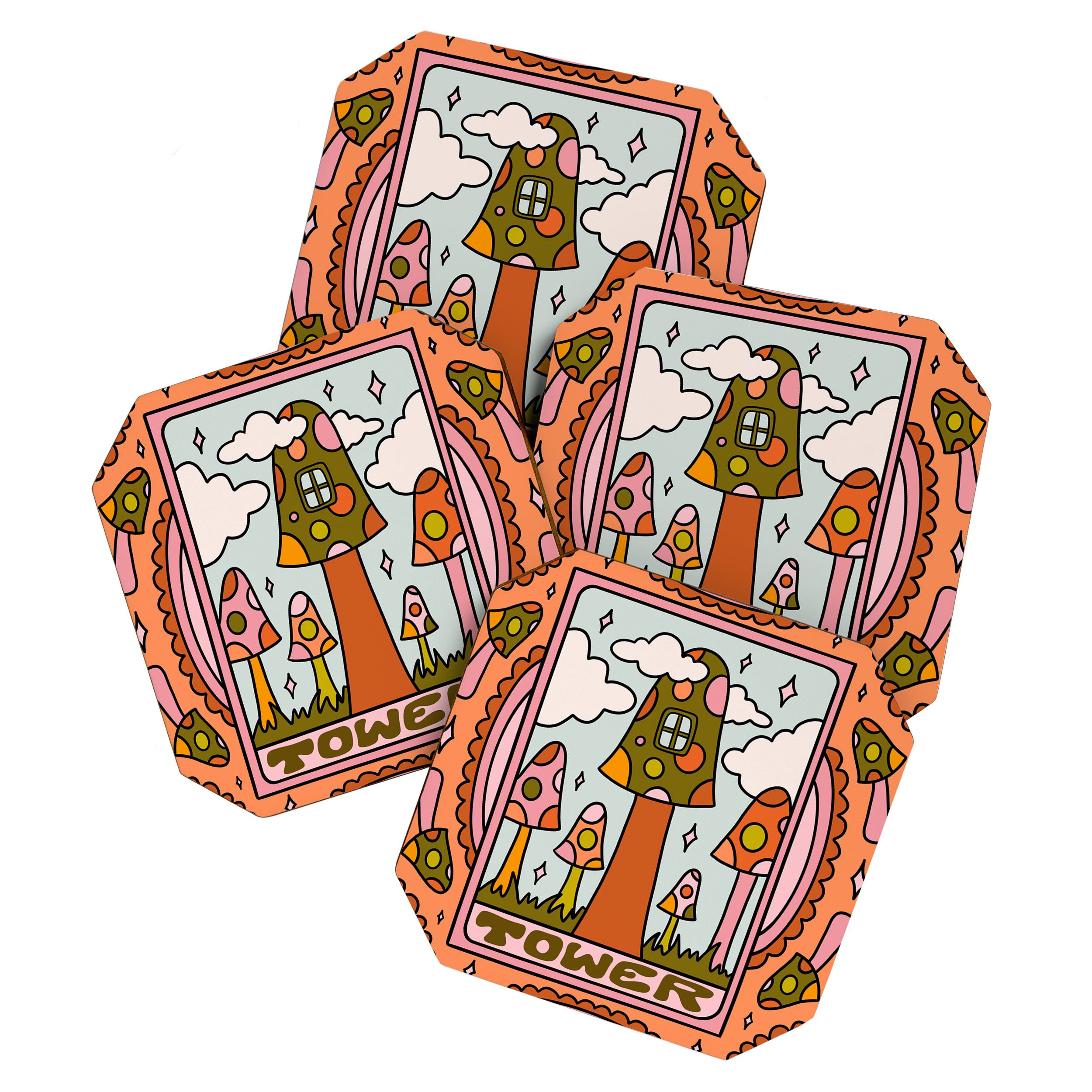 16. Tower Tarot Mushroom Coaster Gallery Image 1