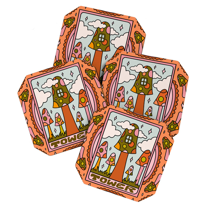 16. Tower Tarot Mushroom Coaster Gallery Image 1
