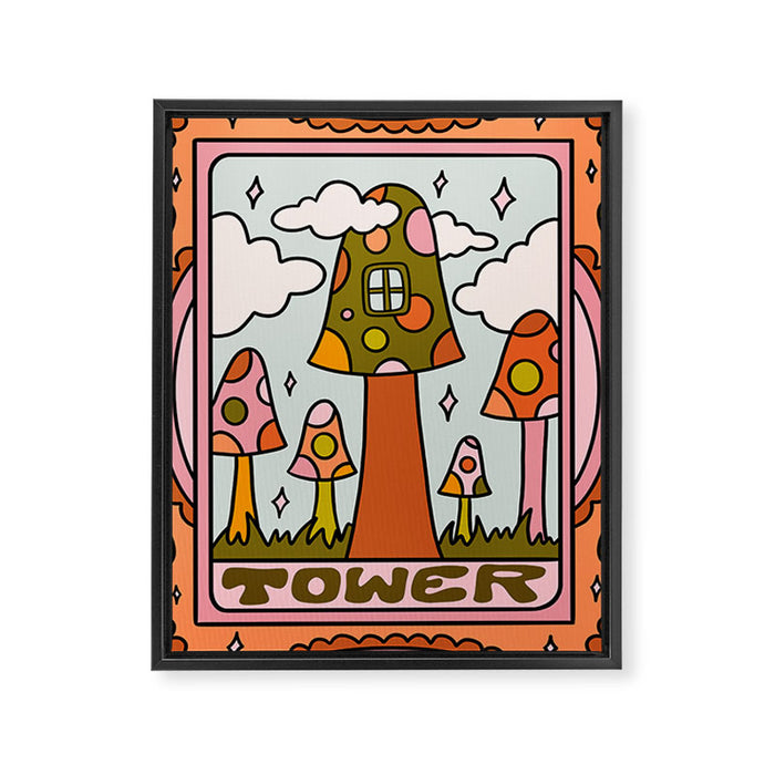 16. Tower Tarot Mushroom Framed Canvas Print Gallery Image 1