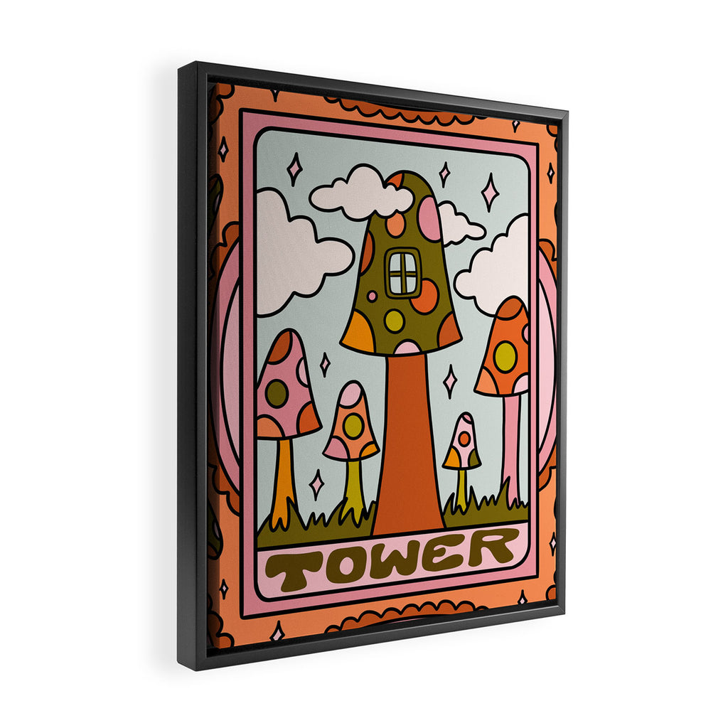 16. Tower Tarot Mushroom Framed Canvas Print Gallery Image 2