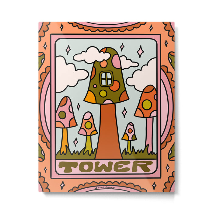 16. Tower Tarot Mushroom Metal Print Gallery Image 1