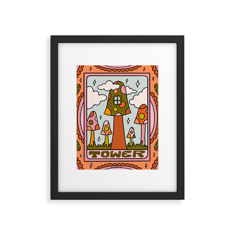 16. Tower Tarot Mushroom Framed Art Print Gallery Image 6