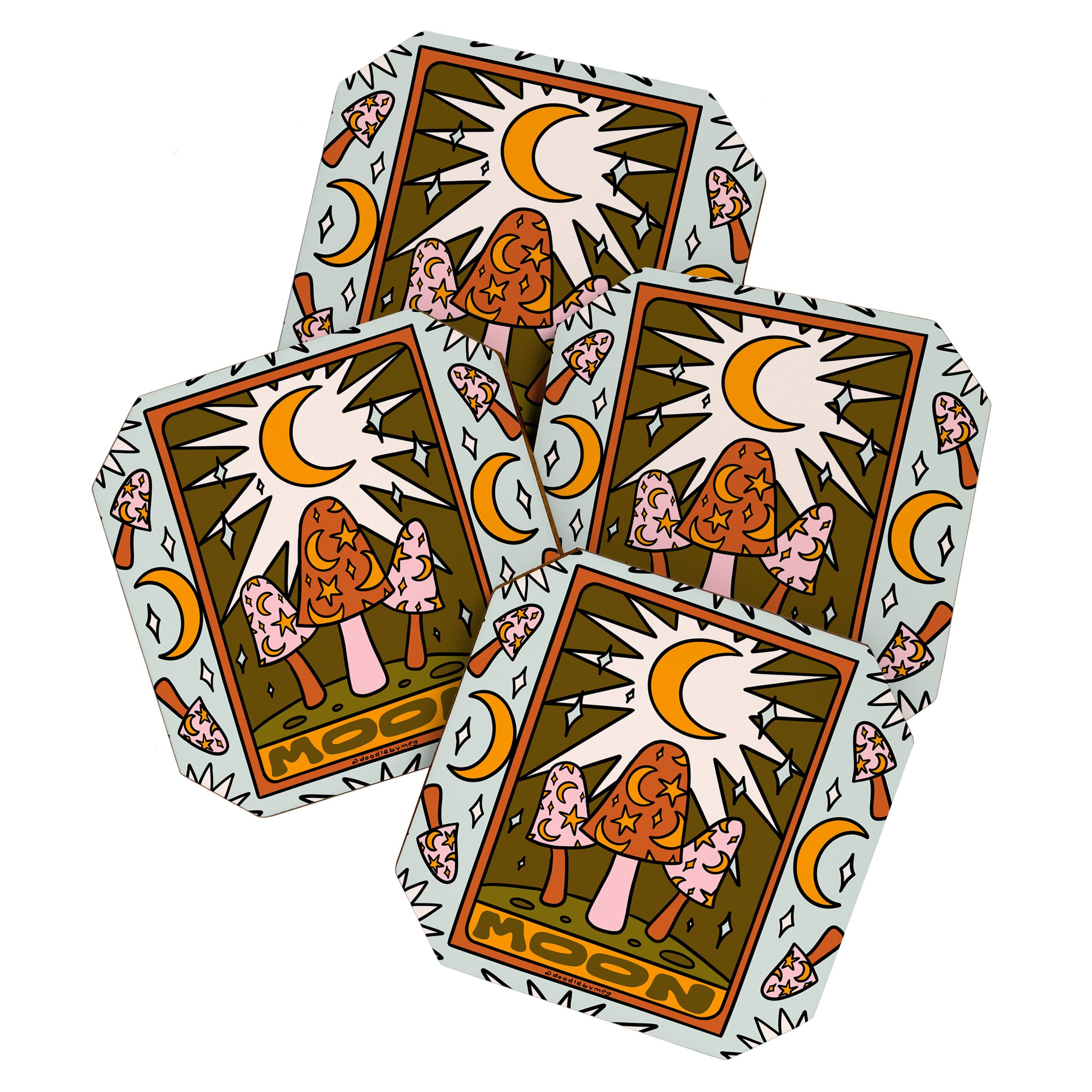 18. Moon Tarot Mushroom Coaster Gallery Image 1