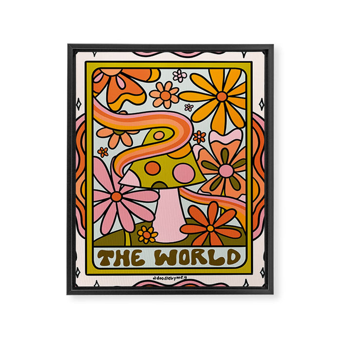21. World Tarot Mushroom Framed Canvas Print Gallery Image 1