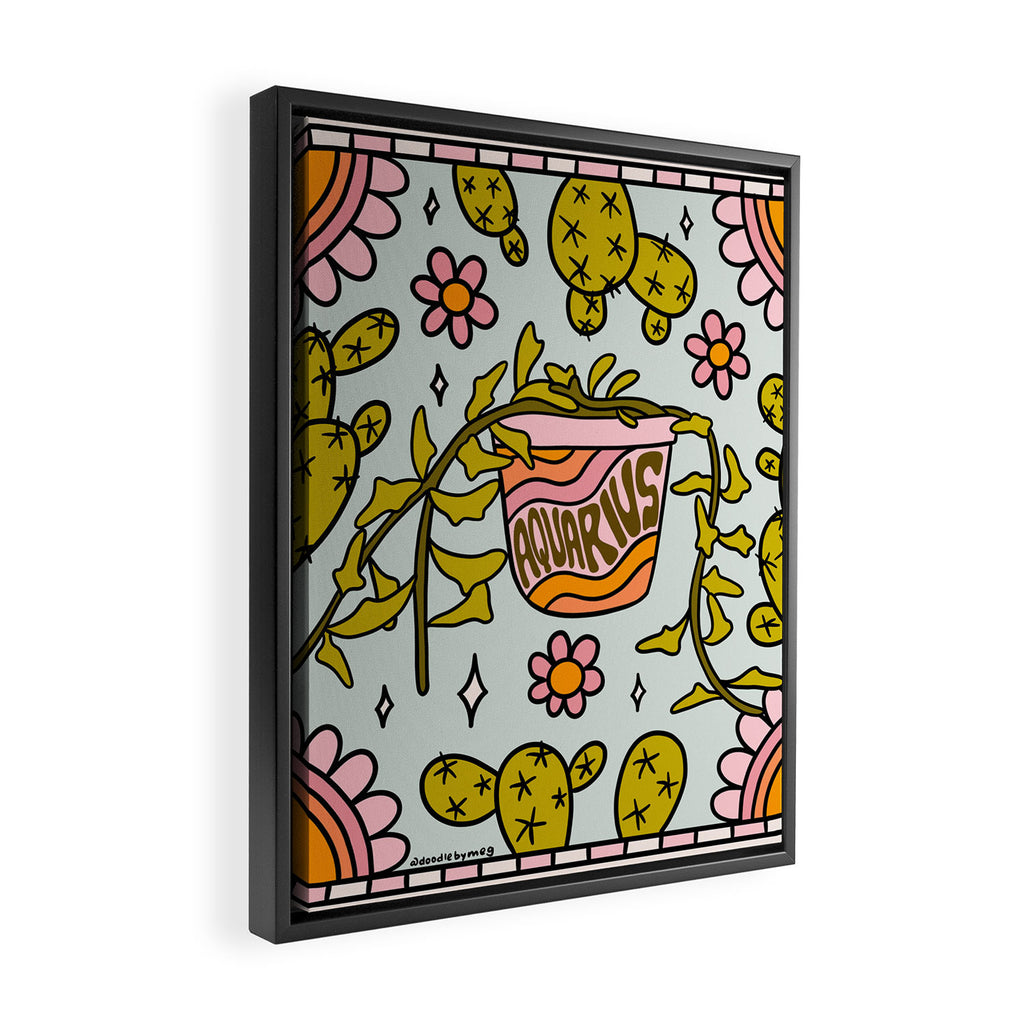 Aquarius Cactus Framed Canvas Print Gallery Image 2
