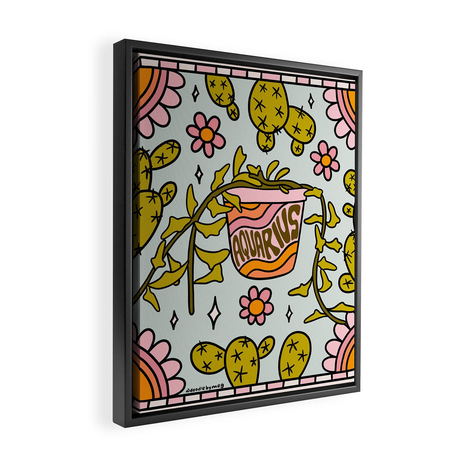 Aquarius Cactus Framed Canvas Print Gallery Image 2